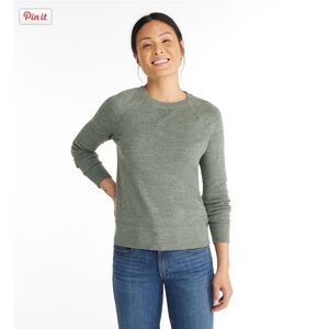 L.L. Bean Women's Organic Cotton Crew Neck Slub Sweater in Sea Green
